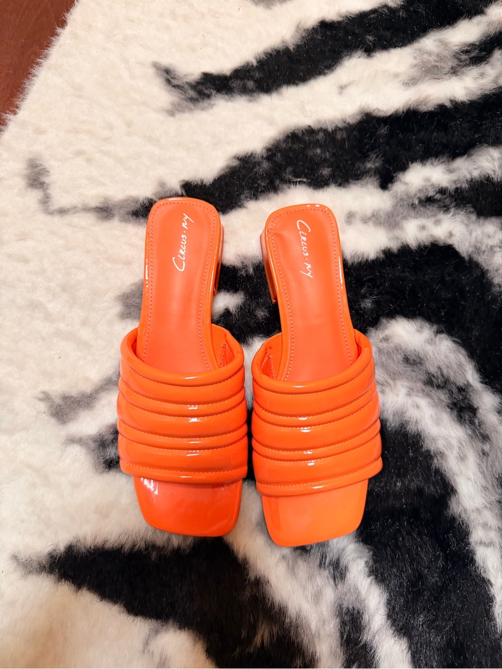 Circus by Sam Edelman Bright Orange Quilted Patent Slide Mules